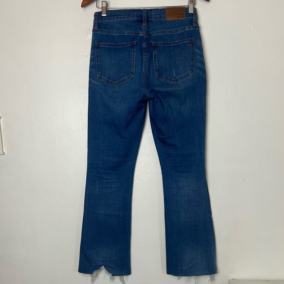 Madewell Cali Demi Boot Cut High Waisted Button Fly Distressed Jeans. - Picture 5 of 9